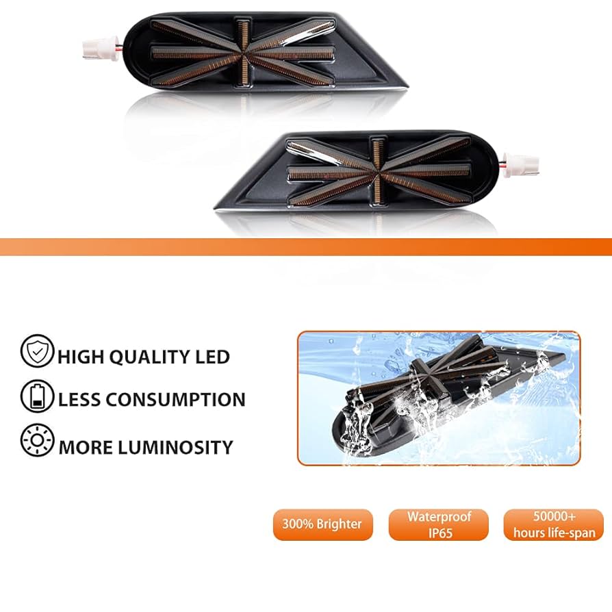 リトルリフナー Amazon.com: iJDMTOY Dark Lens Amber LED Fender Front Side